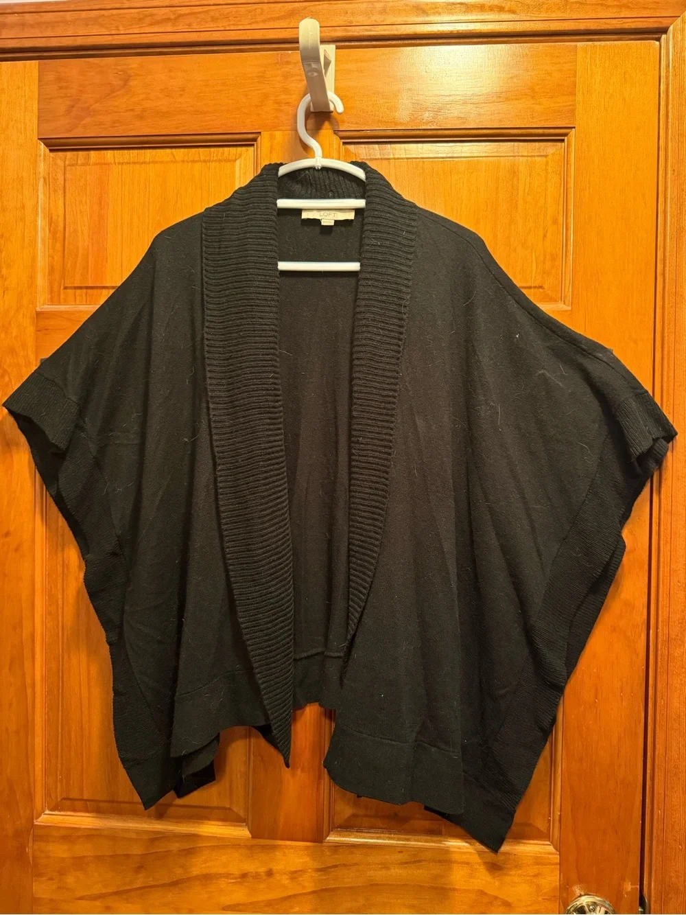 LOFT Black Open-Front Shawl Collar Cardigan
